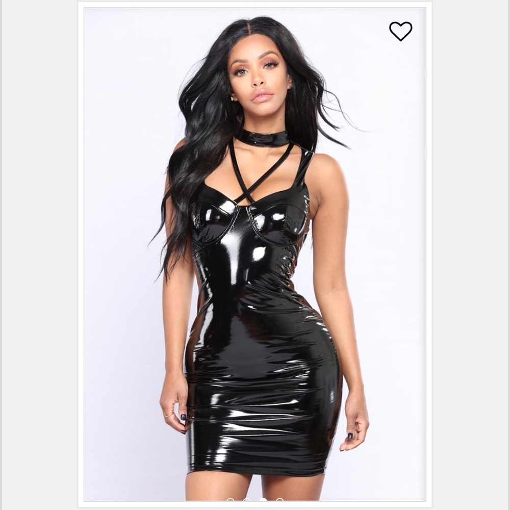 Black vinyl dress
